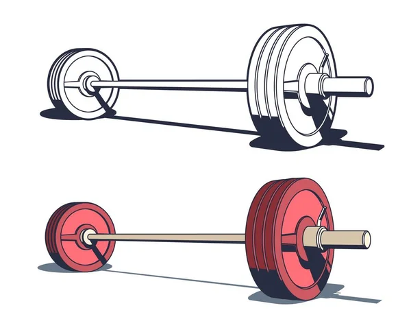 Styrkelyft eller bodybuilding skivstång — Stock vektor