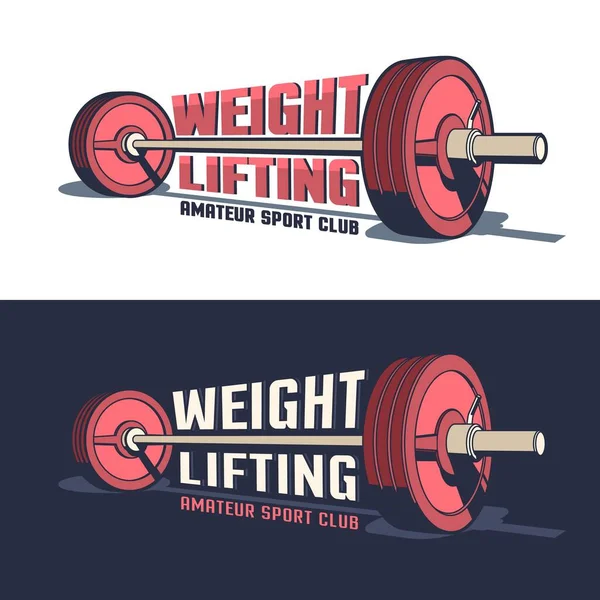 Weightlifting or powerlifting sports vintage emblem — Stock Vector