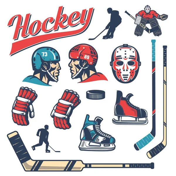 Équipement de hockey dans le style rétro — Image vectorielle