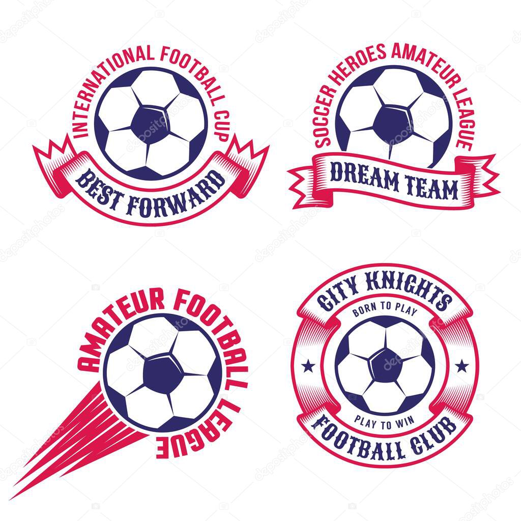 Two-color football emblems with heraldic elements