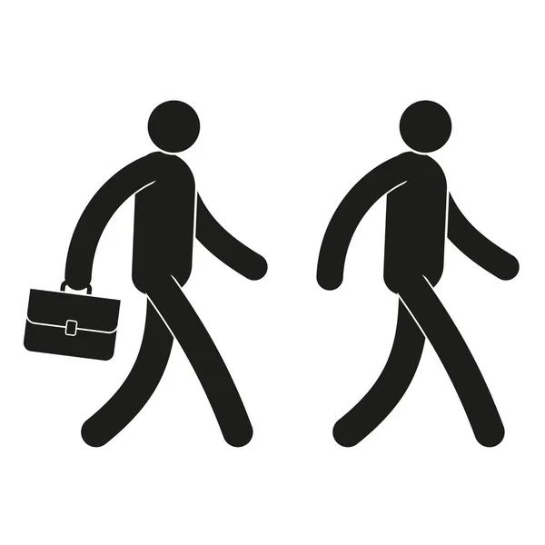Pictograma icono hombre camina con un maletín y sin — Archivo Imágenes Vectoriales