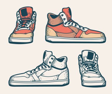 Youth sneakers in a hipster style clipart