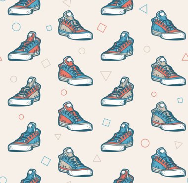 Spor ayakkabıları eski renklerde pürüzsüz desen