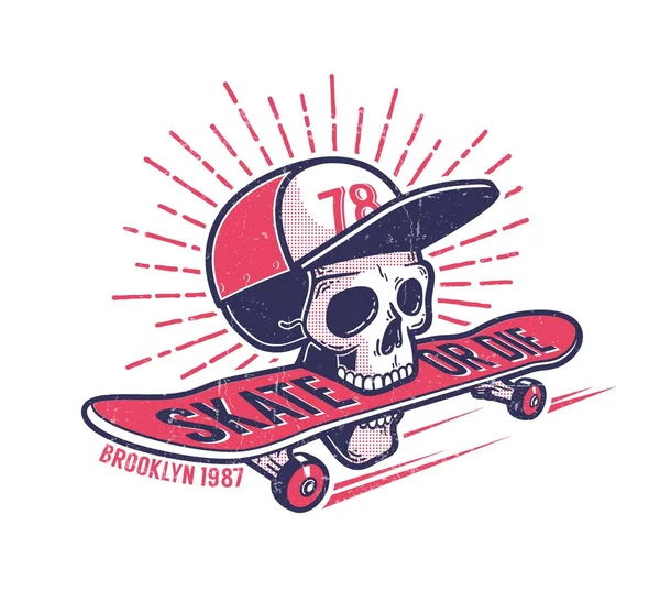 Cool ungdom skateboard äkta retro street emblem — Stock vektor