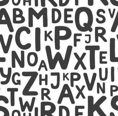 Beyaz arka planda Latin alfabesinin kusursuz siyah harfleri.