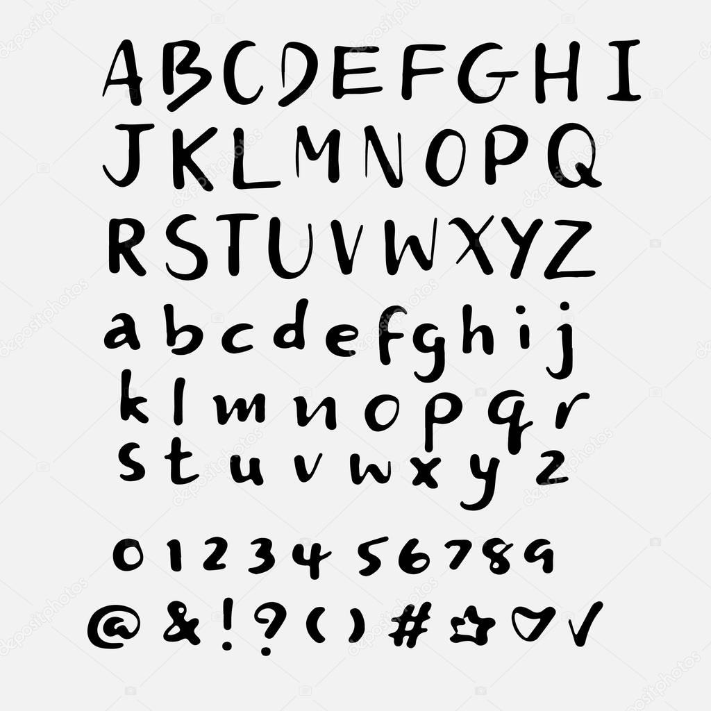 Hand drawn alphabet vector set