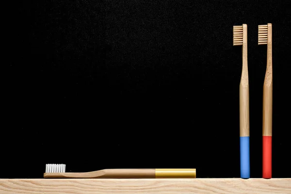 Bambu Tandborste Skiffer Bakgrund Plats För Text Ekoprodukt Miljövänlig — Stockfoto
