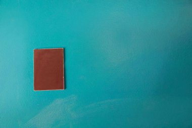 kahverengi defter ile çizilmiş kapağında eski retro camgöbeği rengi floo