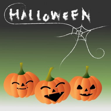 Cadılar Bayramı Balkabağı örümcek web arka plan ile Vector Illustrator ürkütücü gülümseyen 