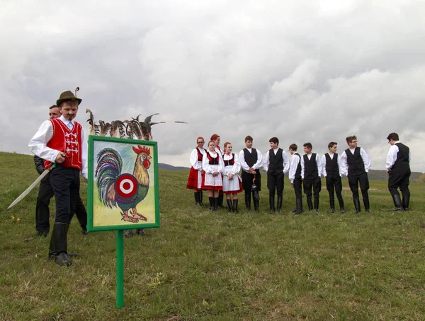 Apaca Rumänien April 2017 Traditionelle Oster Hahn Schuss Mittelalter Griffen — Stockfoto