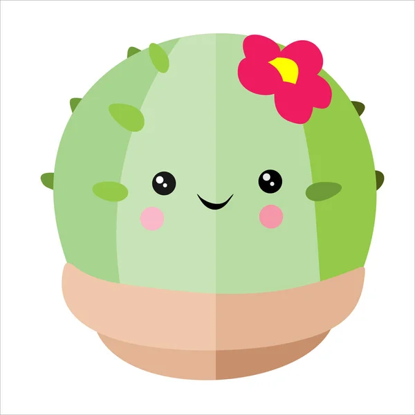 Funny Cactus Pot Vector Illustration — Stock Vector