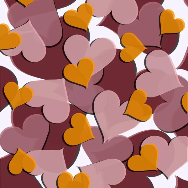 红粉黄三种颜色的红粉黄三种颜色的心的纹理 情人节的插图 浪漫的主题 在印刷材料 包装纸等方面的应用 — 图库照片