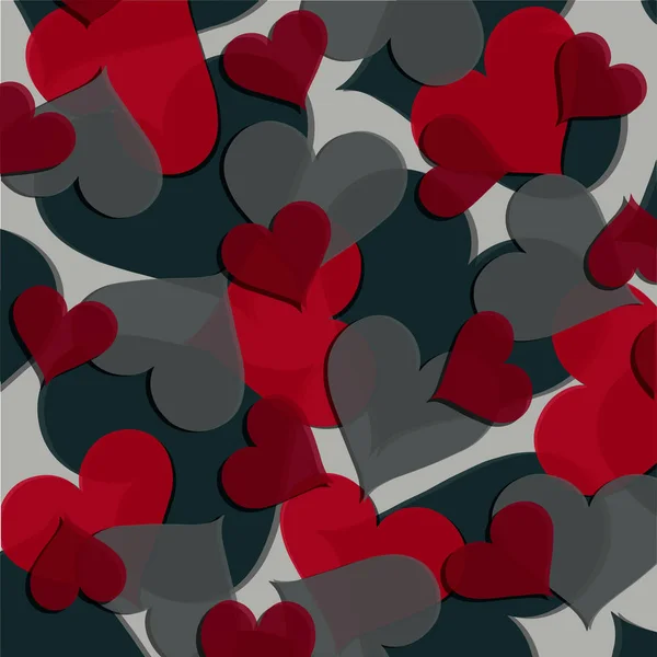 Vektorová Textura Srdcí Červených Růžových Barvách Různých Velikostí Valentýnské Ilustrace — Stockový vektor