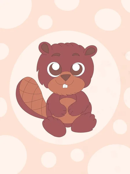 Cute Baby Beaver Pastel Shades Cute Animal Illustration Beavers Drawings — Stock Photo, Image