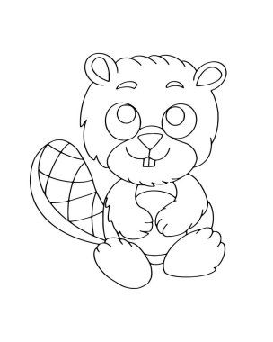 Tatlı kunduzlu çocuklar için boyama sayfası. Küçükler için çocuk boyama. Matbaada ayıklama, çocuklar ve diğer uygulamalar için boya üretimi. Katılım çizimi.