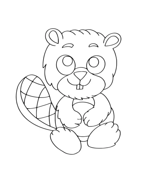 Desenho Para Colorir Para Crianças Com Castor Bonito Childrens Coloração —  Vetores de Stock