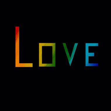 Değişik renklerde aşk kelimesi. Romantik bir illüstrasyon.