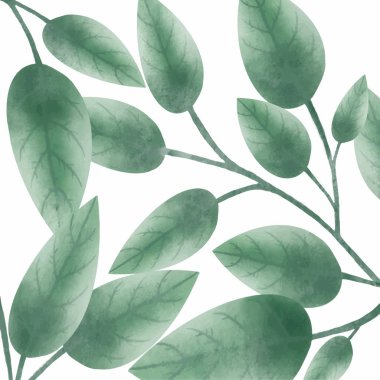 Watercolor branches with leaves pattern.Vector illustration.