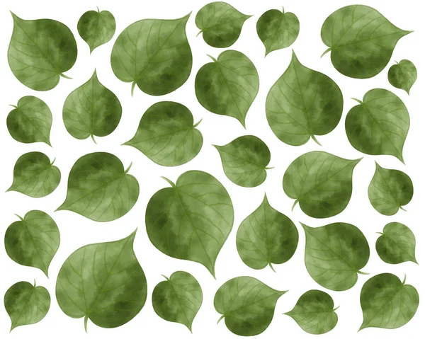 Watercolor pattern with linden leaves,seamless natural green bac