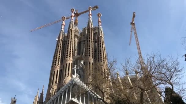 Sagrada Familia Basilika Barcelona Antoni Gaudis Mästerverk — Stockvideo