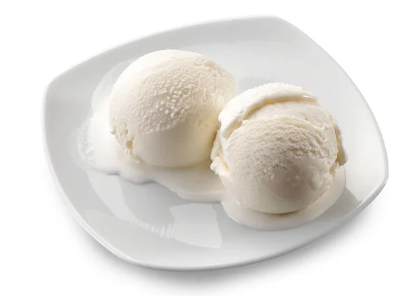 Due Misurini Gelato Piatto Isolato Fondo Bianco — Foto Stock