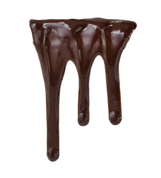 Fluxuri Topite Ciocolată Aproape Izolate Fundal Alb — Fotografie, imagine de stoc