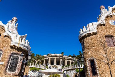 Binalarda Park Guell, Barcelona, Katalonya, İspanya