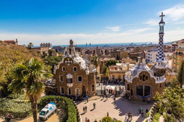 Görünümden Park Guell - Barcelona, Katalonya, İspanya