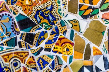 Ayrıntı mozaik - Park Guell, Barcelona, İspanya