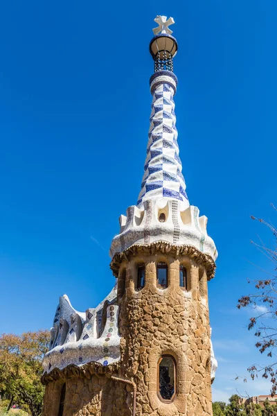 Tower Of Gate House - Park Guell, Barcelona, Espanha — Fotografia de Stock