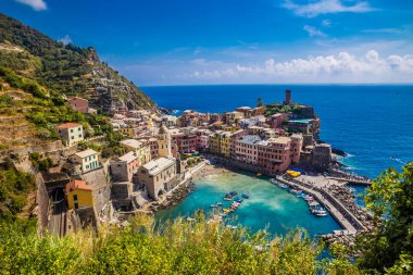 Vernazza - Cinque Terre, La Spezia eyaletinin, Ligurya Bölgesi, İtalya, Avrupa'nın muhteşem görünümü