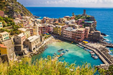 Vernazza - Cinque Terre, La Spezia eyaletinin, Ligurya Bölgesi, İtalya, Avrupa'nın muhteşem görünümü