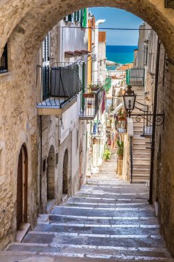 Narrow Street Of Vieste, Gargano Peninsula, Apulia region, Italy, Europe clipart