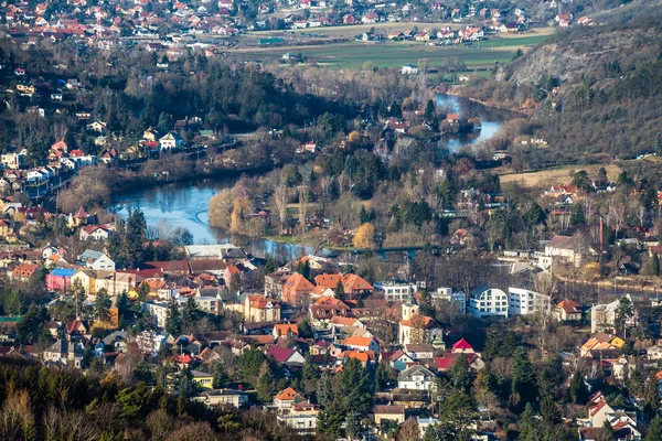 Berounka-völgy Hvizdinec Viewpoint-ból - Csehország — Stock Fotó