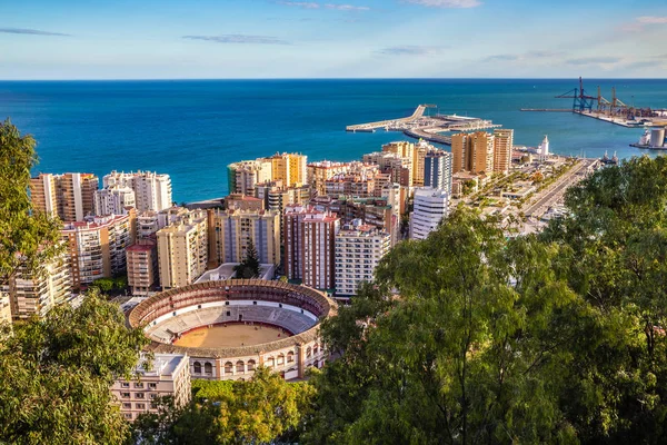 Malaga Från Gibralfaro Viewpoint - Andalusien, Spanien — Stockfoto