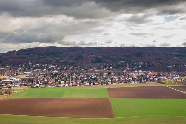 Veduta Della Città Dobrichovice Dal Punto Vista Krasna Stran Karlik Foto Stock