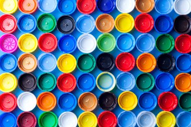 Texture of colored plastic caps.