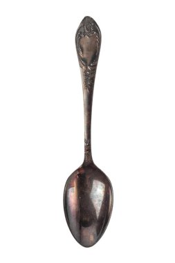 Antika cupronickel yemek kaşığı. beyaz arkaplanda izole