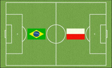 Brezilya vs Polonya Futbol ile iki ülke bayrakları 