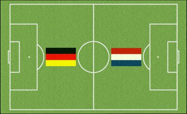 Futbol oyun Hollanda vs Almanya bayrakları ile