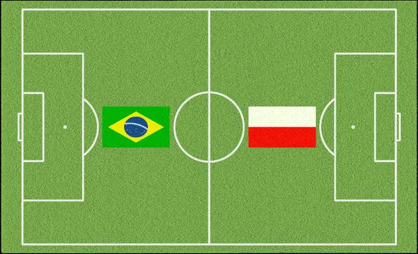 波兰在足球上有两个国家的旗帜 — 图库照片