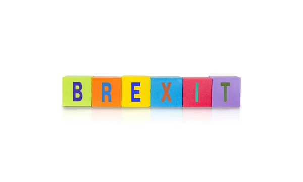 Pierres Jouet Colorées Avec Inscription Brexit Sur Fond Blanc — Photo