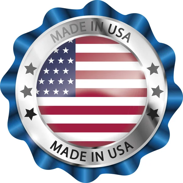 美国制造徽章蓝色 — 图库照片