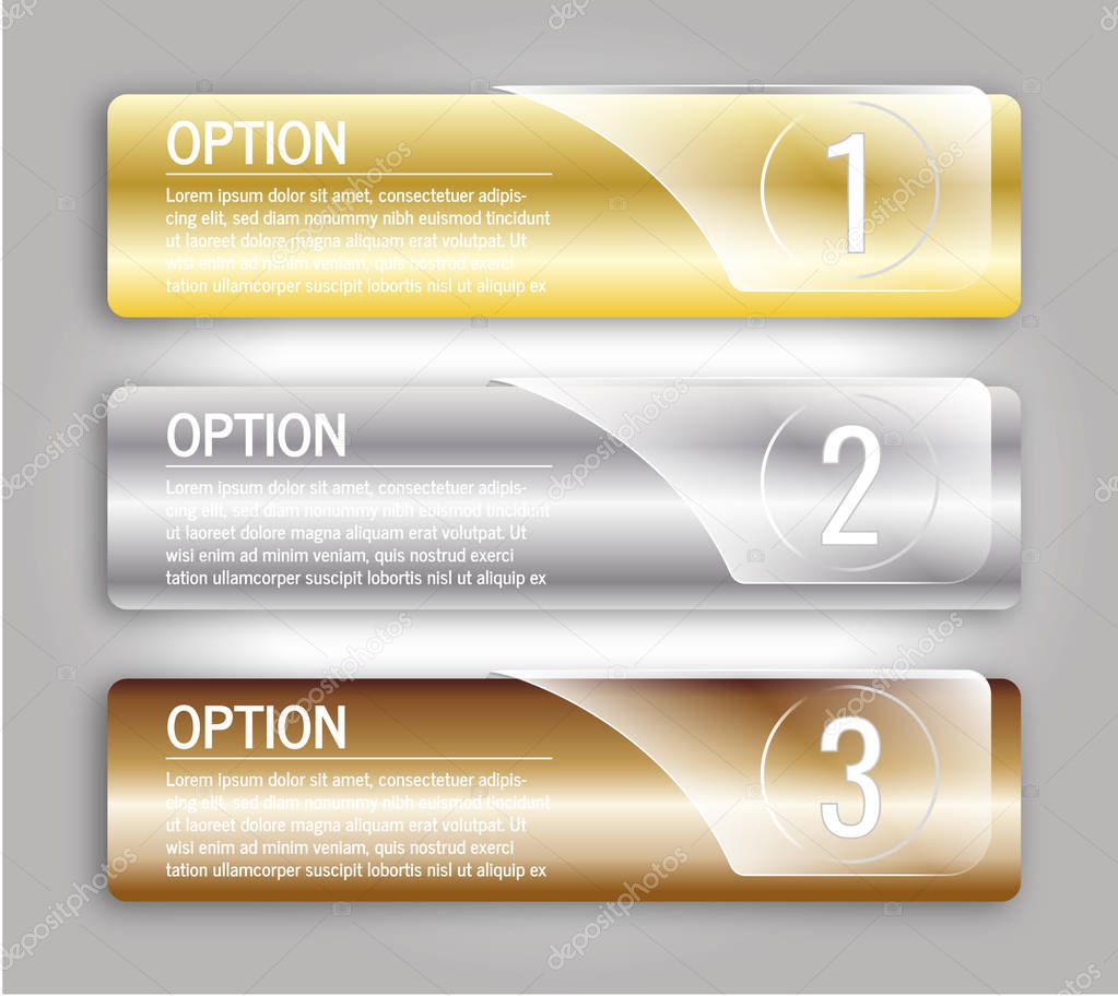 gold silver bronze options banners
