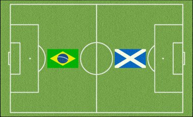 Brezilya vs İskoçya Futbol ile iki ülke bayrakları 
