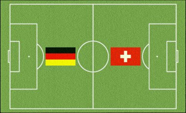 Futbol oyun İsviçre Almanya bayrakları ile
