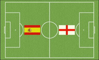 Futbol maçı İspanya vs England'ın bahçesinde