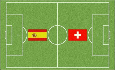 Futbol maçı İspanya İsviçre çimenlerin üzerinde