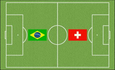 Brezilya futbol alan resimde üzerinde bir futbol maçında İsviçre karşısında 