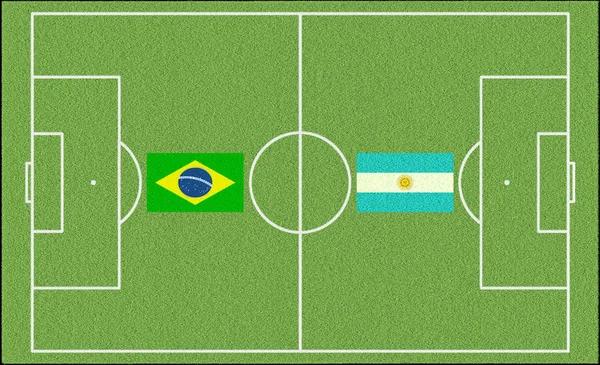巴西反对阿根廷足球比赛中的足球场插图 — 图库照片